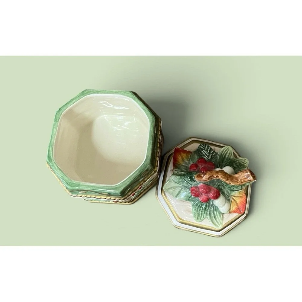 Fitz & Floyd Classics Winter Wonderland Candy Bowl Dish Trinket Box With Lid
